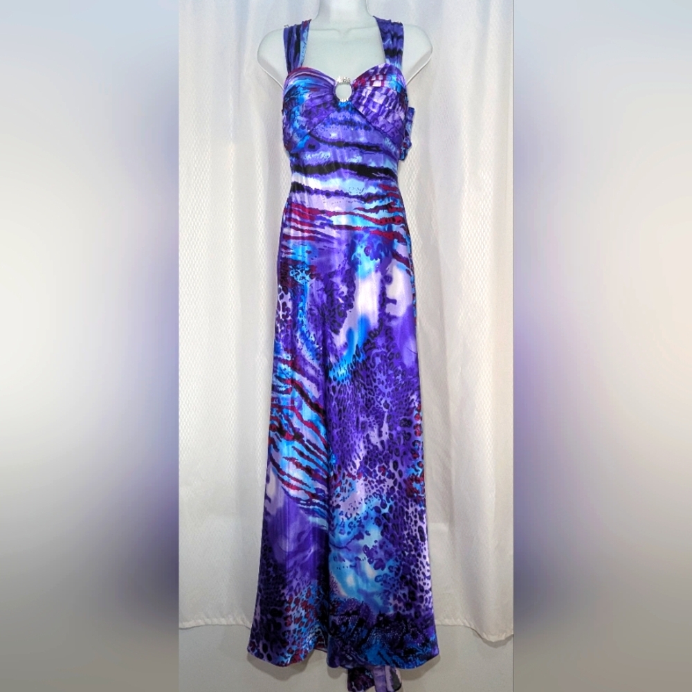 Blondie Nites by Stacy Sklar Bold and Exotic Maxi Dress, Multicolor, Size 3